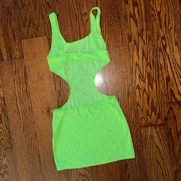 LOVERS + FRIENDS In My Moment Mini Dress Size XS Bodycon Cutouts Neon Green - Picture 6 of 13